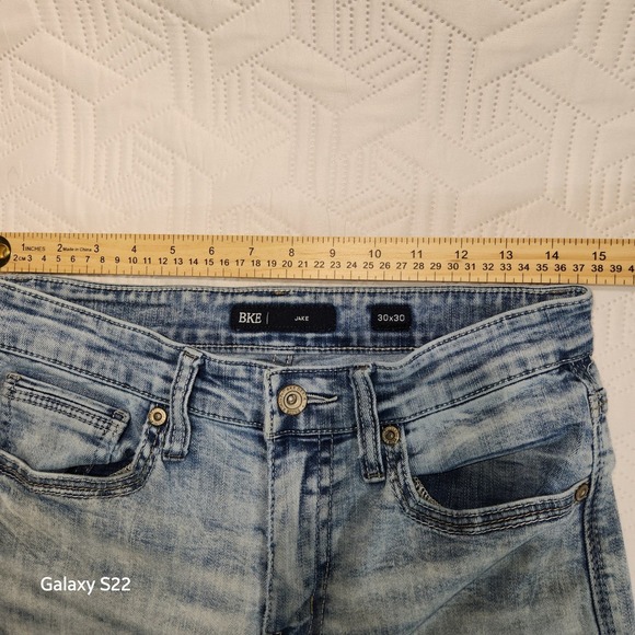 BKE Jake Jeans Men Light Wash Distressed Relaxed Denim straight leg style 30x30 - Picture 13 of 13